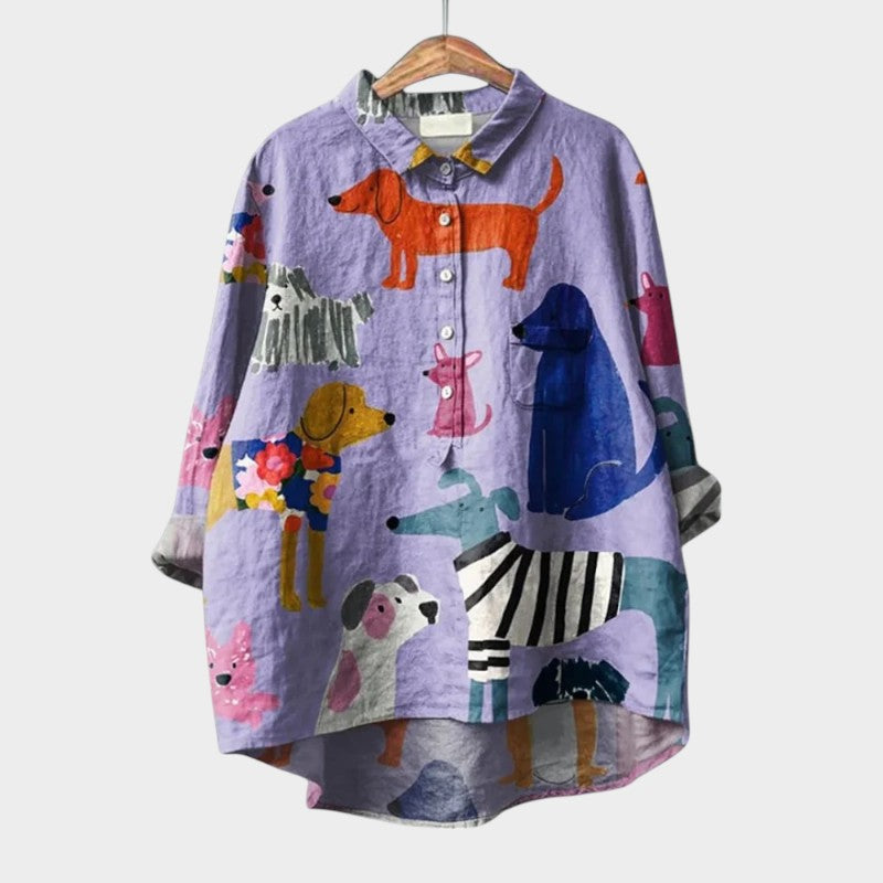 Lucy - Bluse med hundeprint