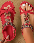 Hovira - Behagelige flade bohemesandaler i Ibiza chic-stil
