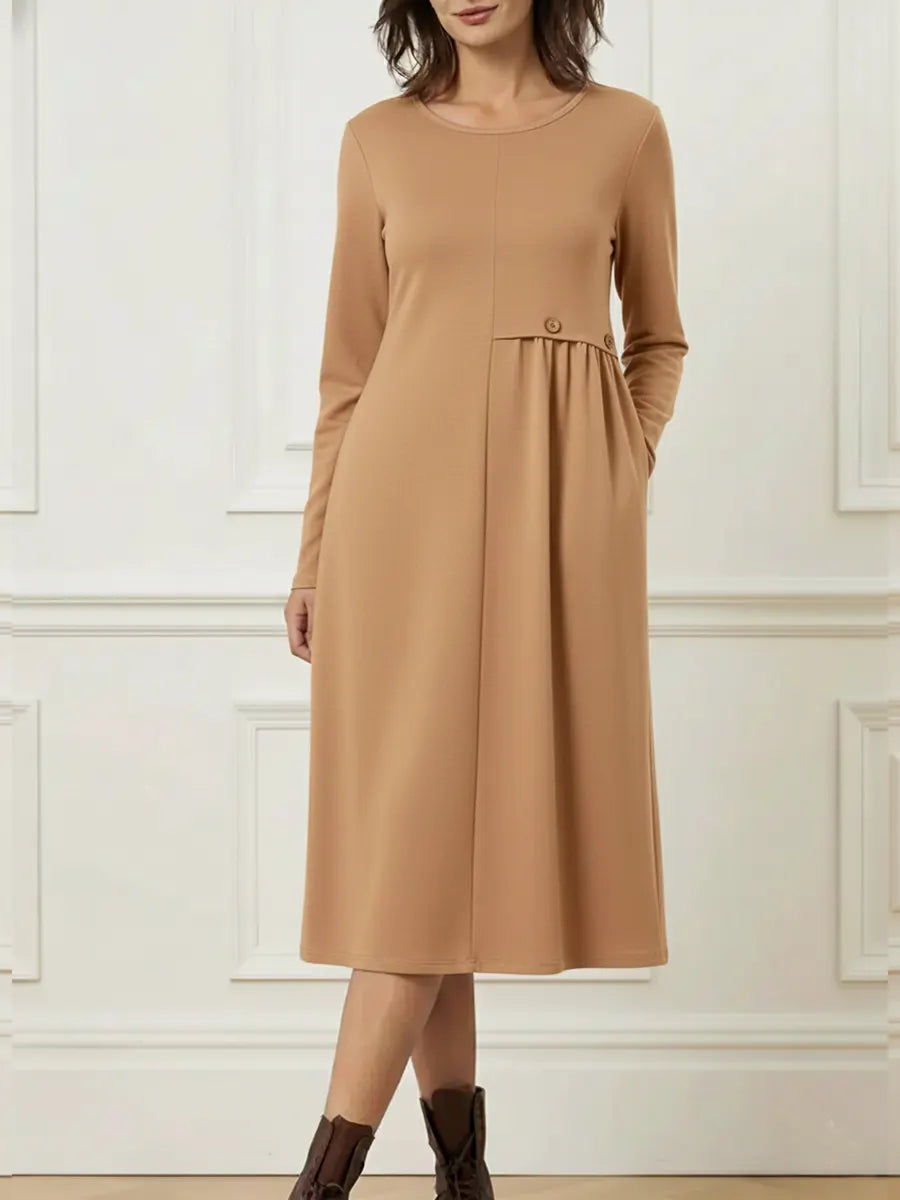 Helisavelle - Midikjole i bomuld med lange ærmer i casual stil