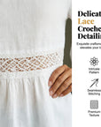Evarielle - Damebluse med blonder og peplum med flæseærmer