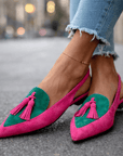 Nexoria - Elegante tofarvede mules til damer med trendy pomponer