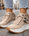Jasmyra - Plateausneakers til damer i blå denim i moderne chunky stil