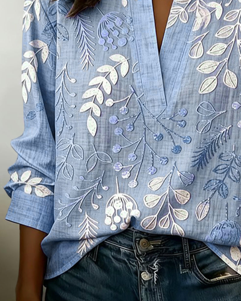 Pelyxa - Damebluse med blomsterprint i bomuld, elegant regular fit til sommeren