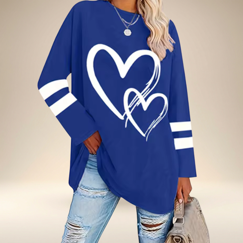Faloria - Oversized sweatshirt til damer med hjerteprint
