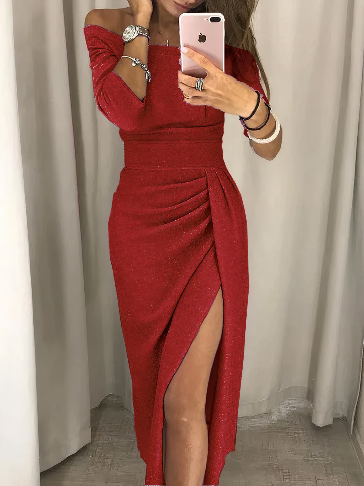 Jane - Off-shoulder glimmerkjole
