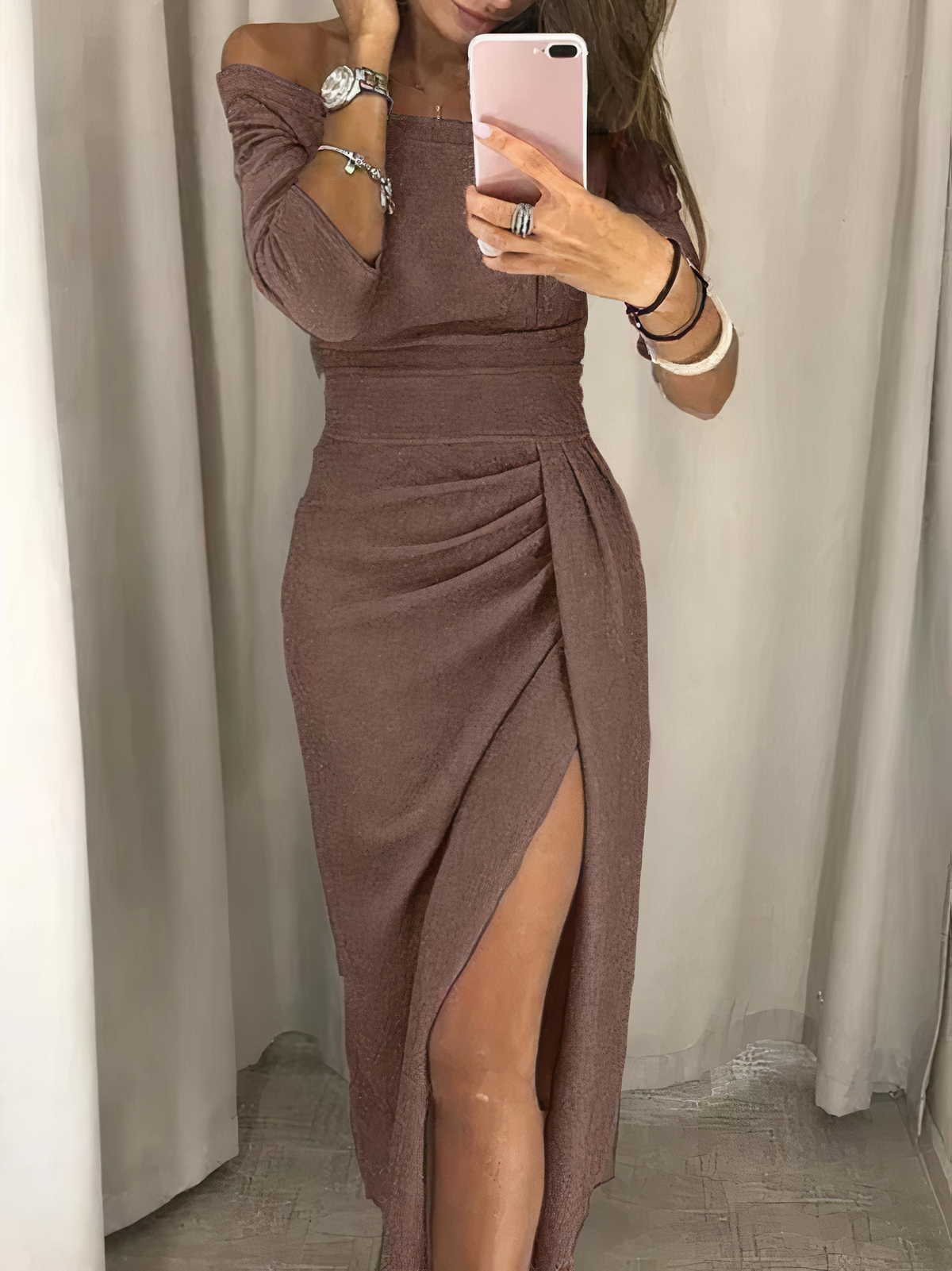 Jane - Off-shoulder glimmerkjole