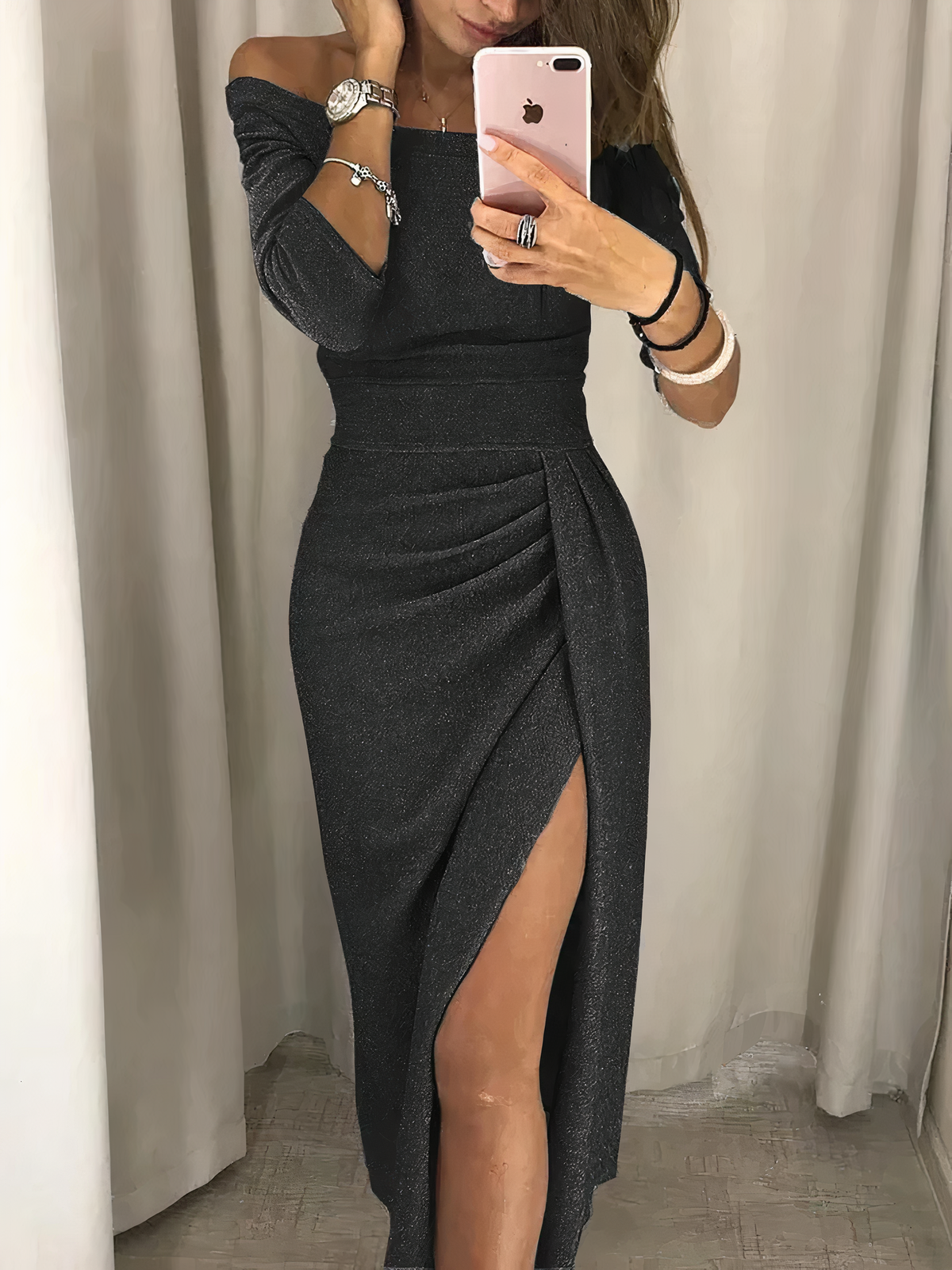 Jane - Off-shoulder glimmerkjole