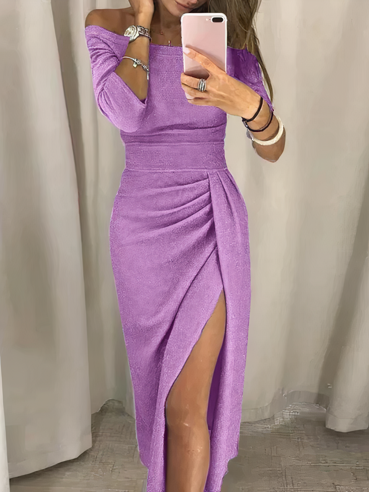 Jane - Off-shoulder glimmerkjole