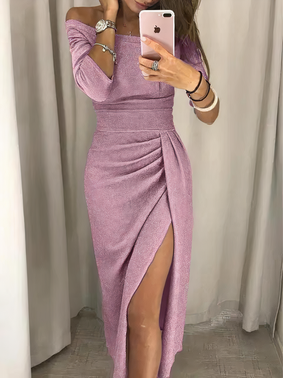 Jane - Off-shoulder glimmerkjole