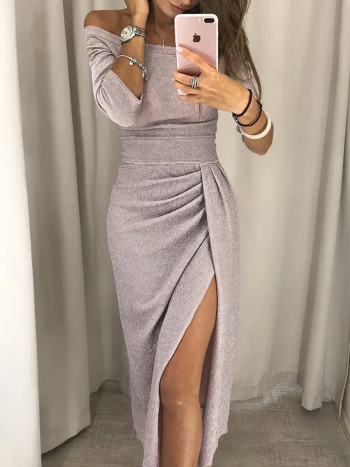 Jane - Off-shoulder glimmerkjole