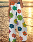 Dovellae - Jumpsuit til damer med tynde stropper, blomsterprint og vide ben til sommer