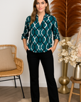 Florina - Casual bluse med elegant mønster og lange ærmer