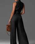 Zakira | Plisseret halterneck-jumpsuit med vide ben