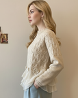Selavellisse - Romantisk strikket cardigan med flæser