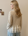 Selavellisse - Romantisk strikket cardigan med flæser