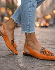 Nexoria - Elegante tofarvede mules til damer med trendy pomponer
