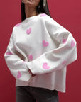 Abigail - Strikket sweater med hjerter