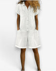 Rovellea - Kort denimjumpsuit til kvinder med knapper, casual sommer
