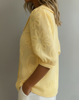Ismeline - Bluse med broderede blomster
