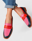 Bexalyn - Mokkasiner til kvinder i læder, color block penny loafer med behagelig sål