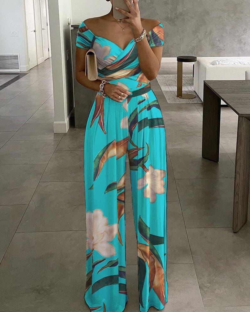 Thalina - Flerfarvet jumpsuit i bomuldsstretch