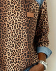 Averelisse - Afslappet sweater med leopardprint og denim-patchwork