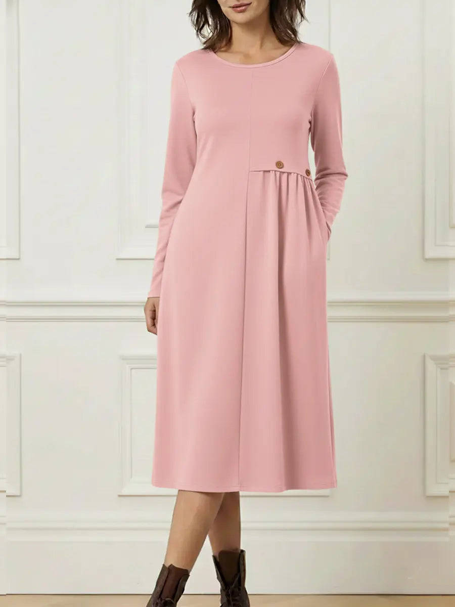 Helisavelle - Midikjole i bomuld med lange ærmer i casual stil