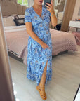 Denise - Maxi blomsterkjole med V-hals