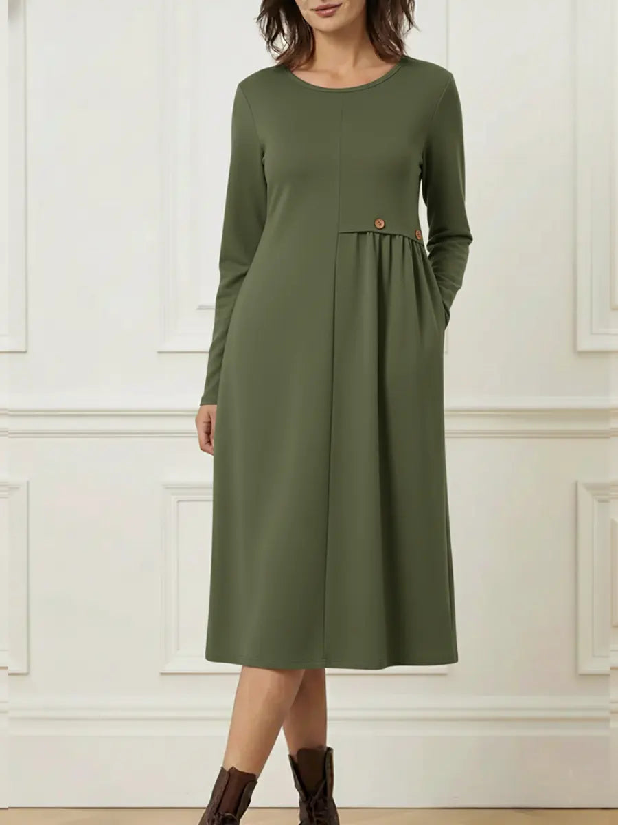 Helisavelle - Midikjole i bomuld med lange ærmer i casual stil