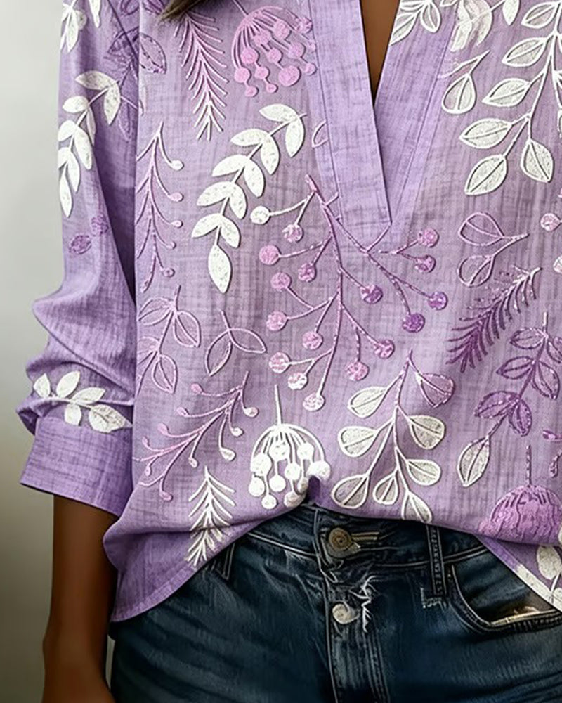 Pelyxa - Damebluse med blomsterprint i bomuld, elegant regular fit til sommeren