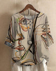Averitha - Kunstnerisk T-shirt til damer med 3/4-ærmer og rund hals