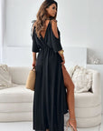 Havessira - Elegant maxikjole med off-shoulder og V-hals