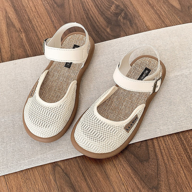 Norythra - Åndbare damesandaler i hør og mesh med lukket tå