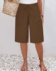 Aomira - Shorts til kvinder med elastisk talje og lommer