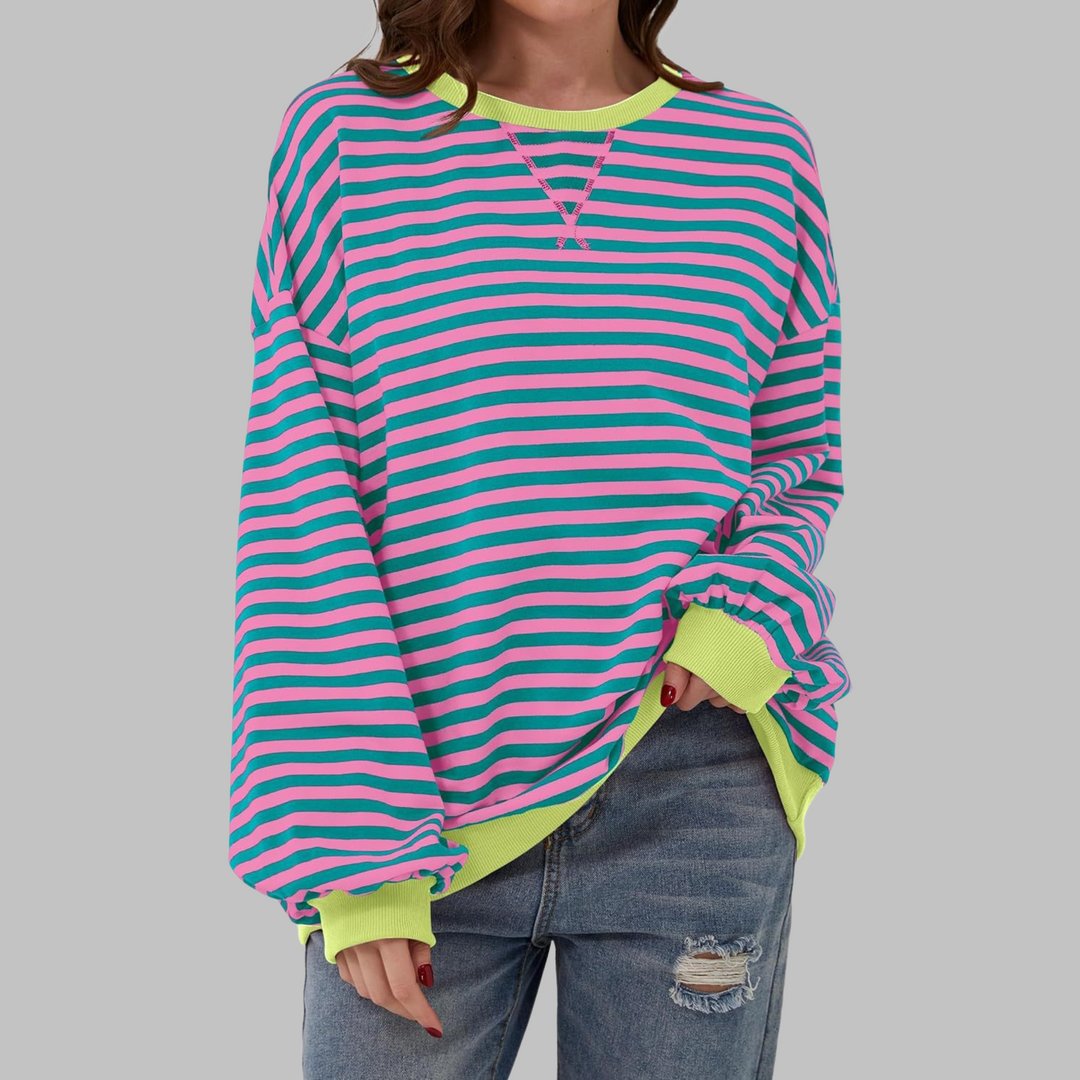Helyria - Oversized stribet sweater til damer i behagelig casual stil til vinter