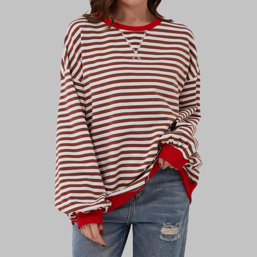 Helyria - Oversized stribet sweater til damer i behagelig casual stil til vinter