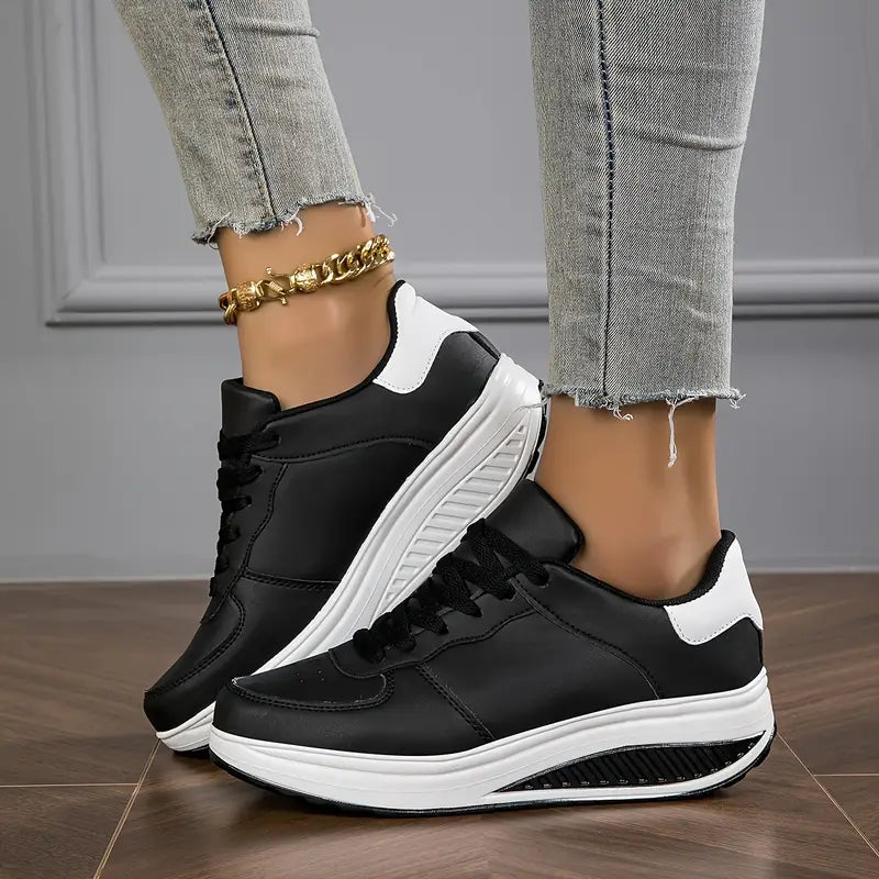 Brelina - Sneakers til kvinder med plateausål og snørebånd i syntetisk læder til daglig komfort