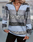 Brisalyne - Stribet afslappet sweater med lynlås