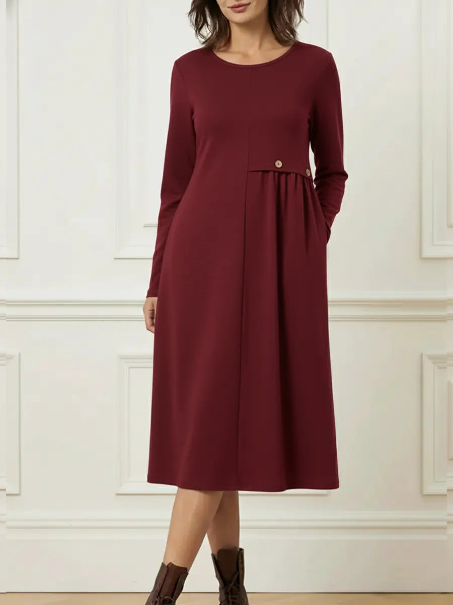 Helisavelle - Midikjole i bomuld med lange ærmer i casual stil