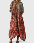 Grazelle - Lang flydende kjole med print i elegant boheme-stil