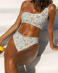 Elke | trendy bikini med én skulder og print