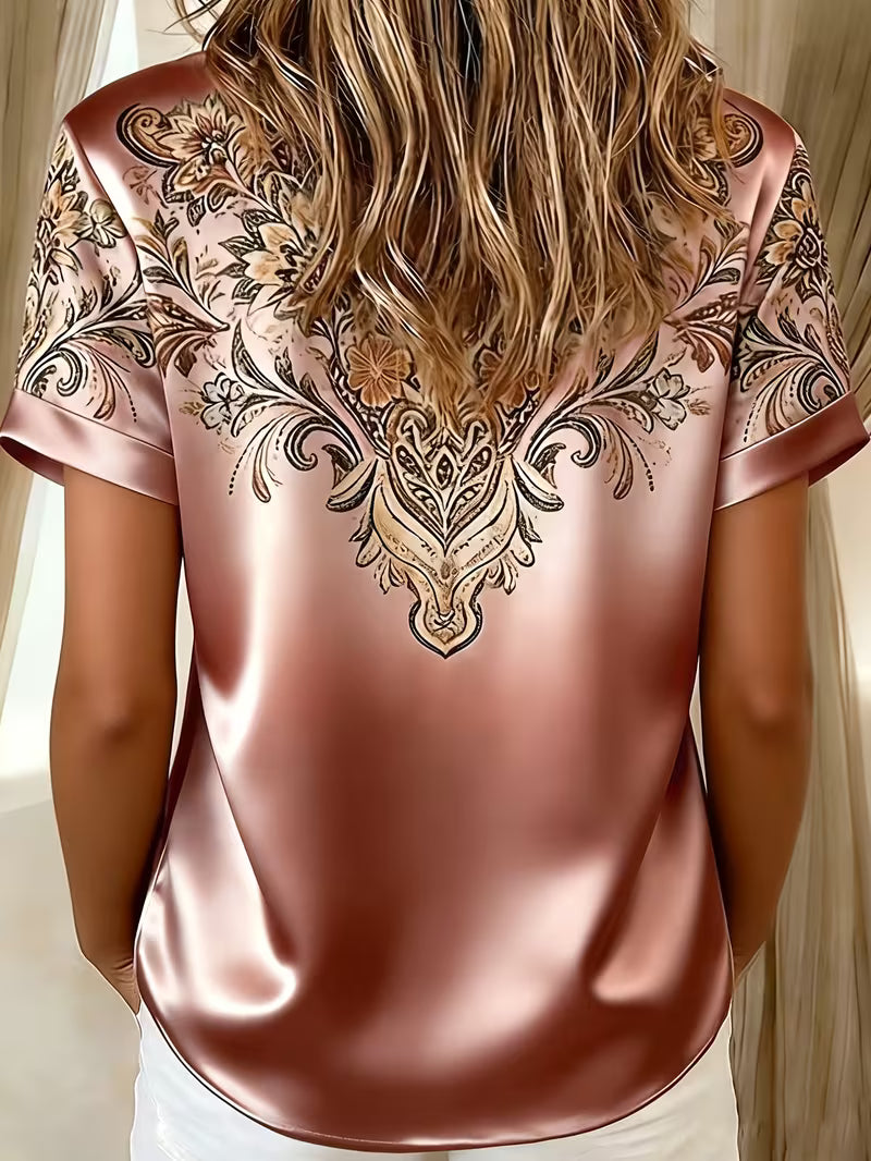 Quinessa - Satinbluse til kvinder med blomsterprint