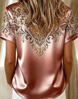 Quinessa - Satinbluse til kvinder med blomsterprint