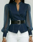 Quinellea - Elegant denimbluse med struktur