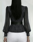 Quinellea - Elegant denimbluse med struktur