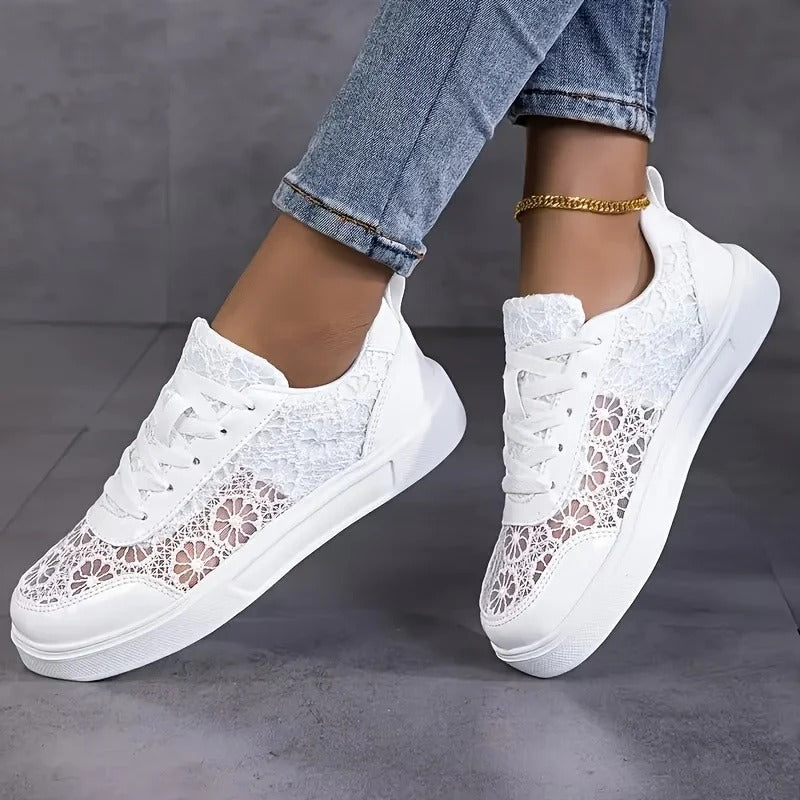 Jorexa - Sneakers til damer i åndbar blonde i casual elegant stil