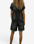 Rovellea - Kort denimjumpsuit til kvinder med knapper, casual sommer