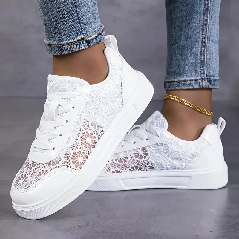 Jorexa - Sneakers til damer i åndbar blonde i casual elegant stil
