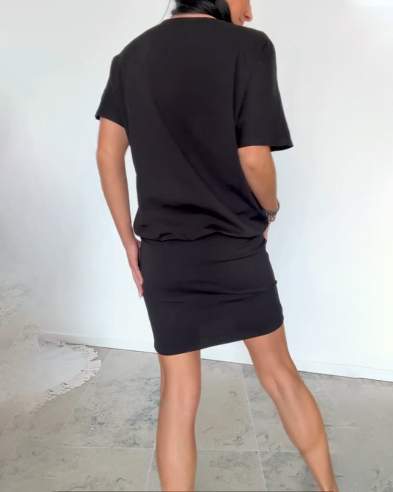 Demyra - Kort stretchkjole til kvinder i sort casual chic stil