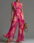 Zakira | Plisseret halterneck-jumpsuit med vide ben